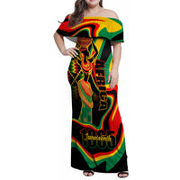 Juneteenth 2024 Family Matching Off Shoulder Maxi Dress and Hawaiian Shirt 1865 Freedom Day Anniversary - Wonder Print Shop