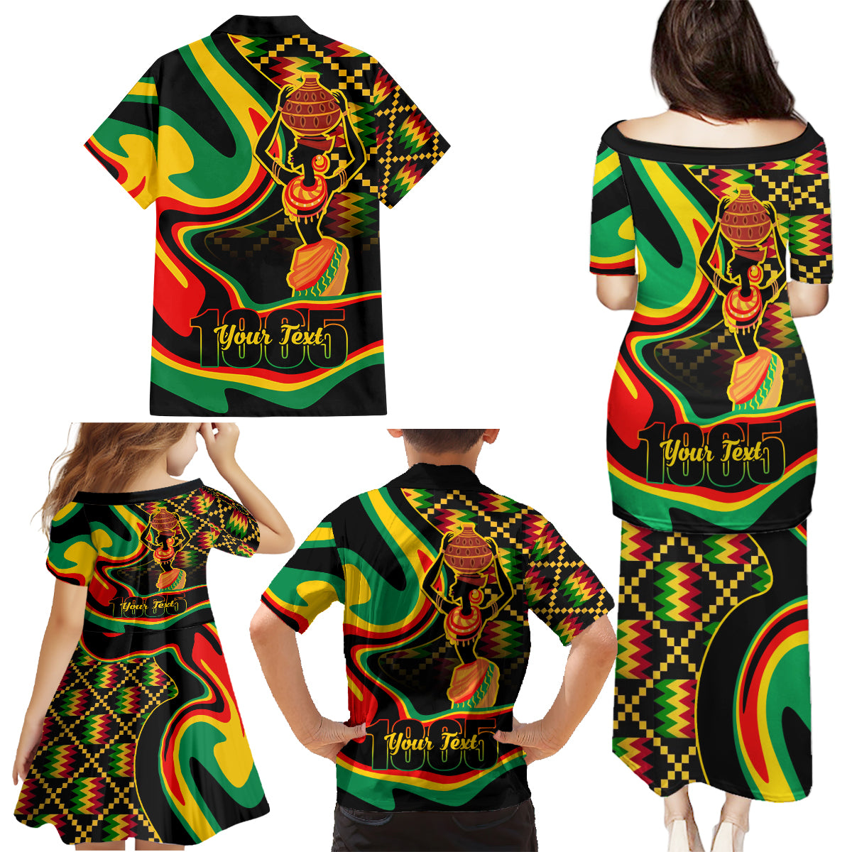 Juneteenth 2024 Family Matching Puletasi and Hawaiian Shirt 1865 Freedom Day Anniversary - Wonder Print Shop