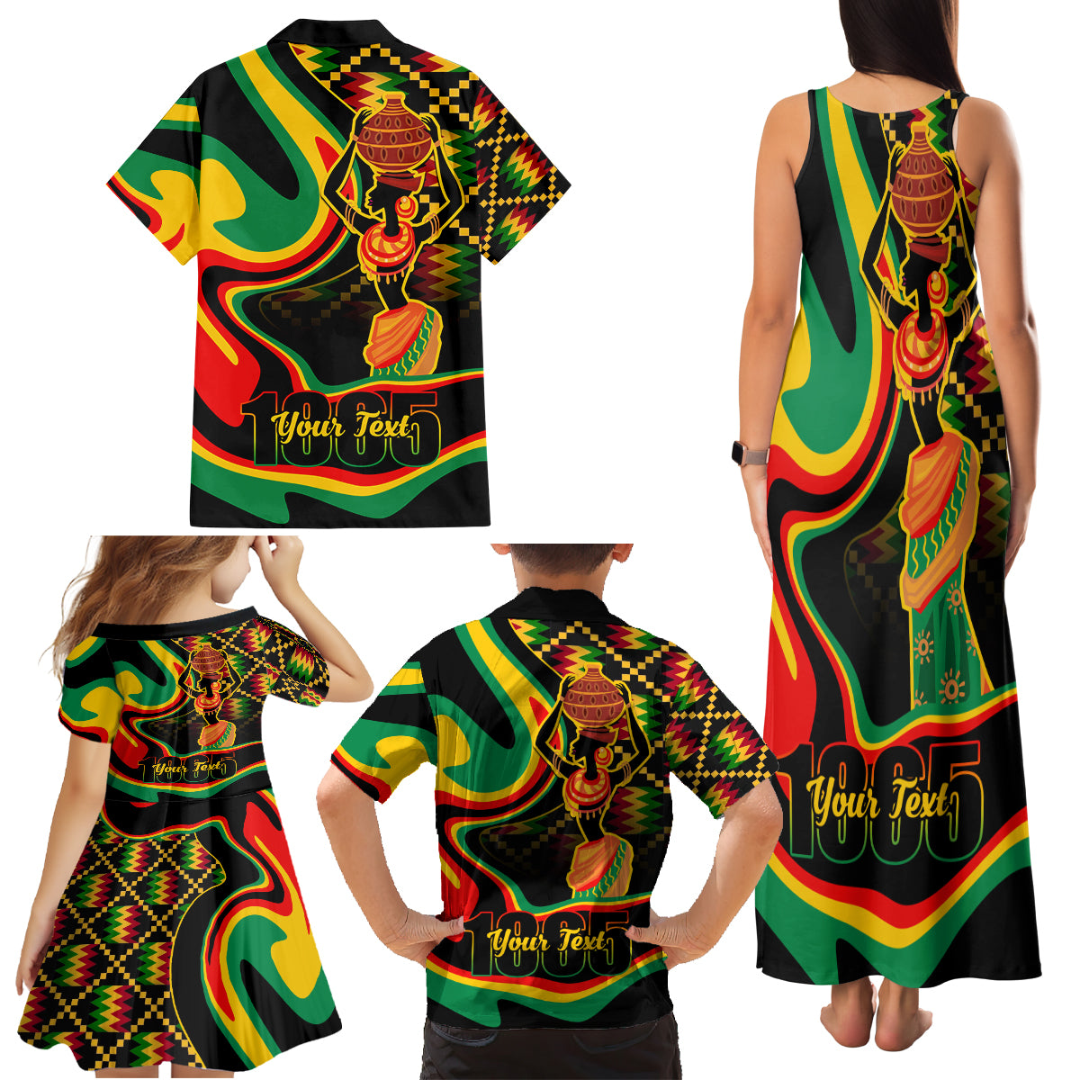 Juneteenth 2024 Family Matching Tank Maxi Dress and Hawaiian Shirt 1865 Freedom Day Anniversary - Wonder Print Shop