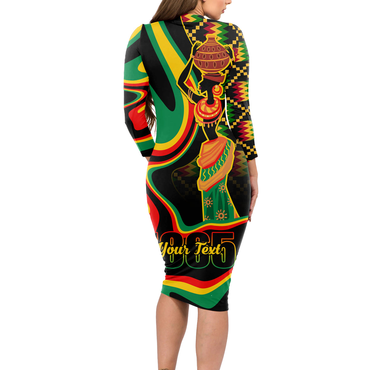 Juneteenth 2024 Long Sleeve Bodycon Dress 1865 Freedom Day Anniversary - Wonder Print Shop