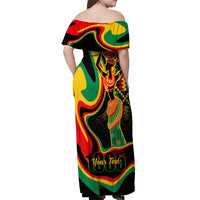 Juneteenth 2024 Off Shoulder Maxi Dress 1865 Freedom Day Anniversary - Wonder Print Shop