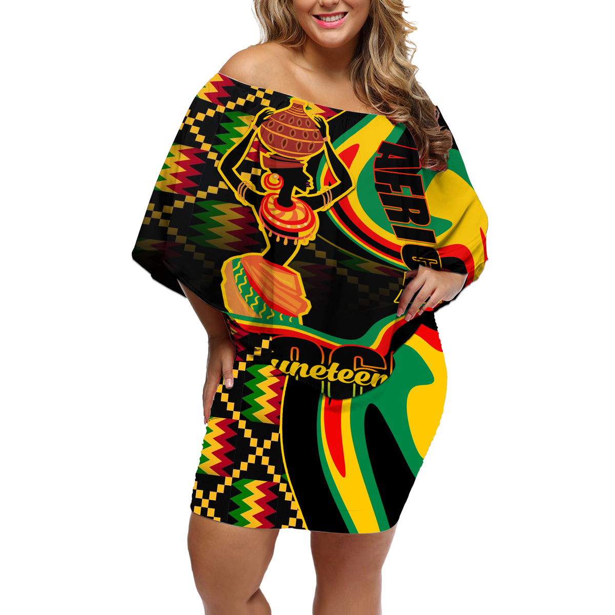 Juneteenth 2024 Off Shoulder Short Dress 1865 Freedom Day Anniversary - Wonder Print Shop