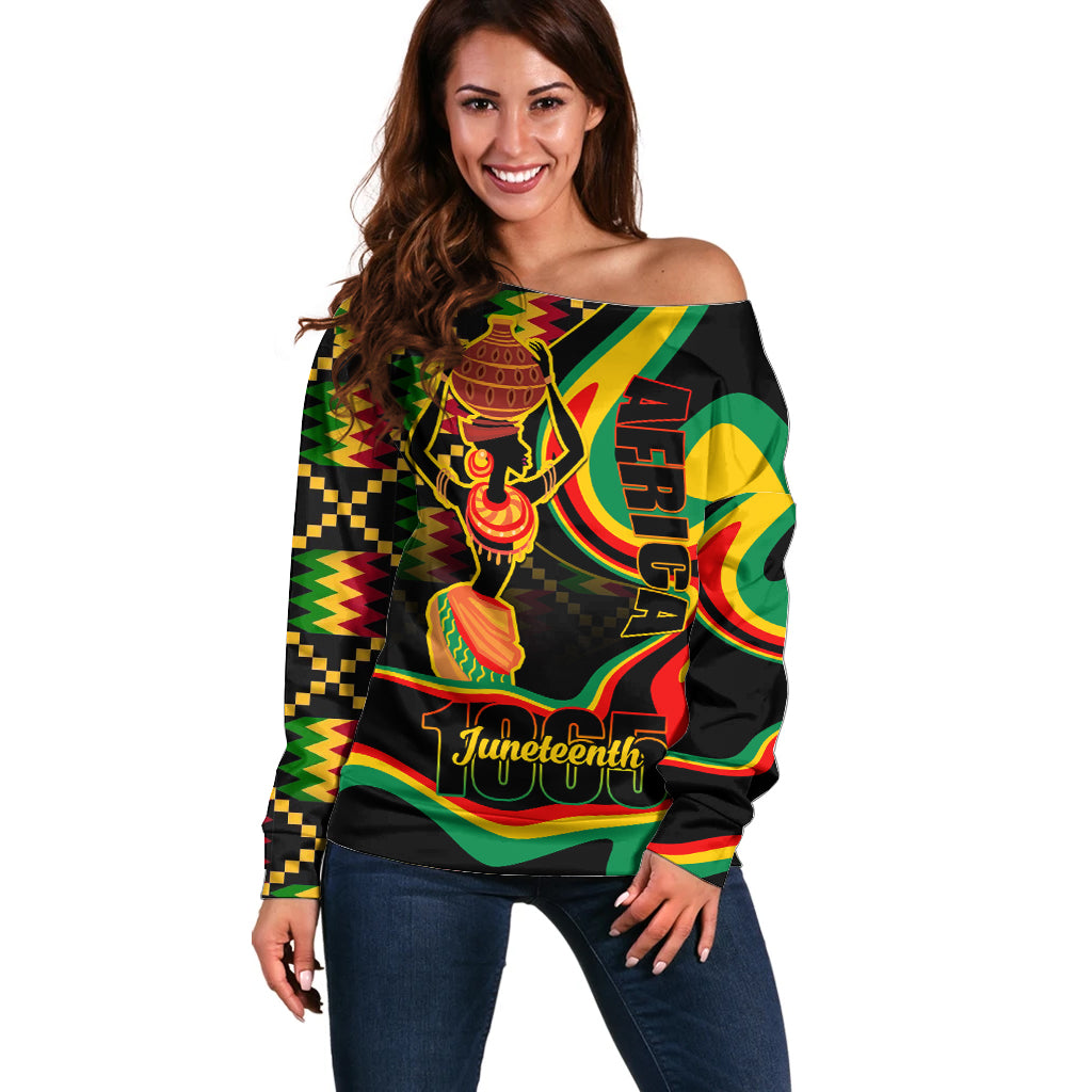 Juneteenth 2024 Off Shoulder Sweater 1865 Freedom Day Anniversary - Wonder Print Shop