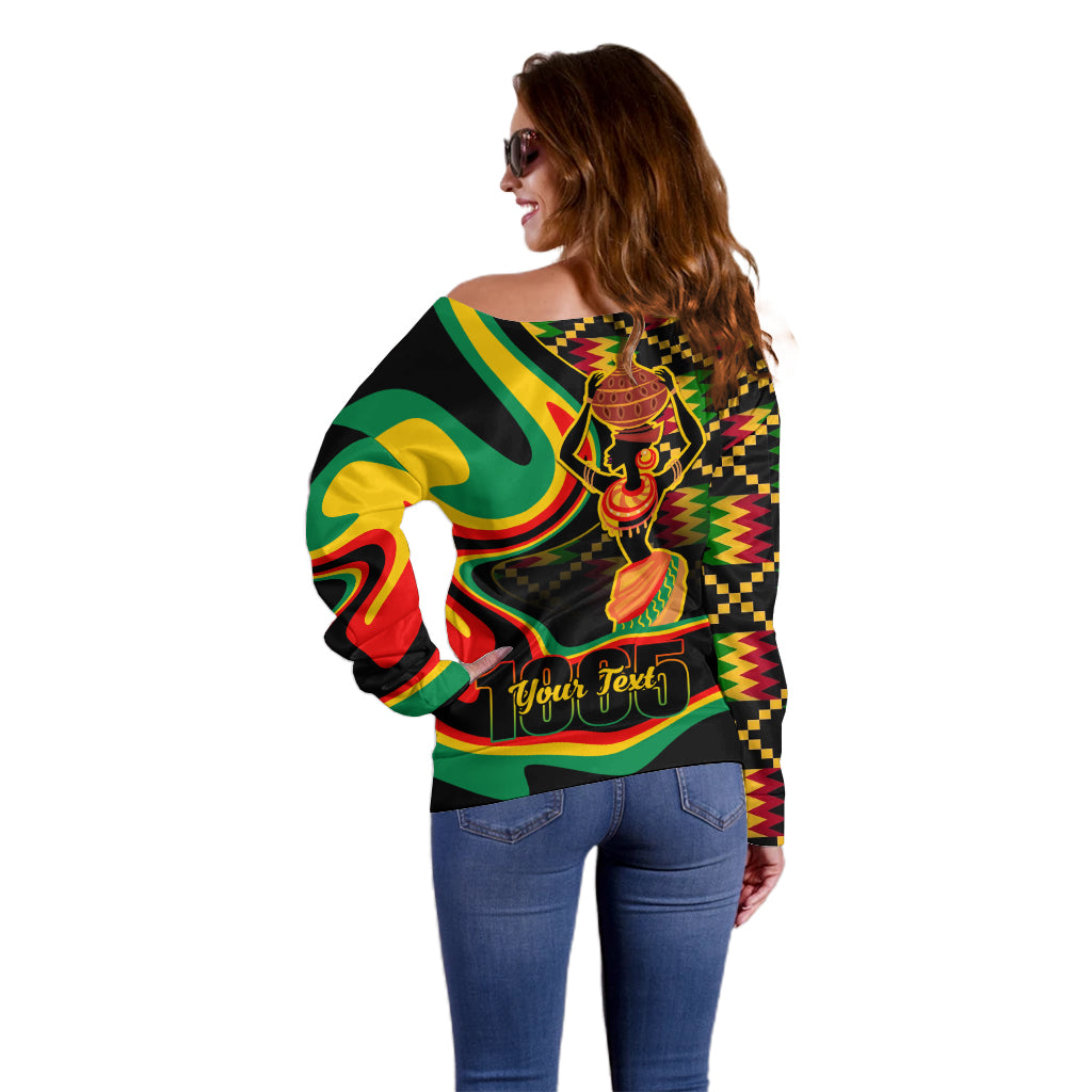 Juneteenth 2024 Off Shoulder Sweater 1865 Freedom Day Anniversary - Wonder Print Shop
