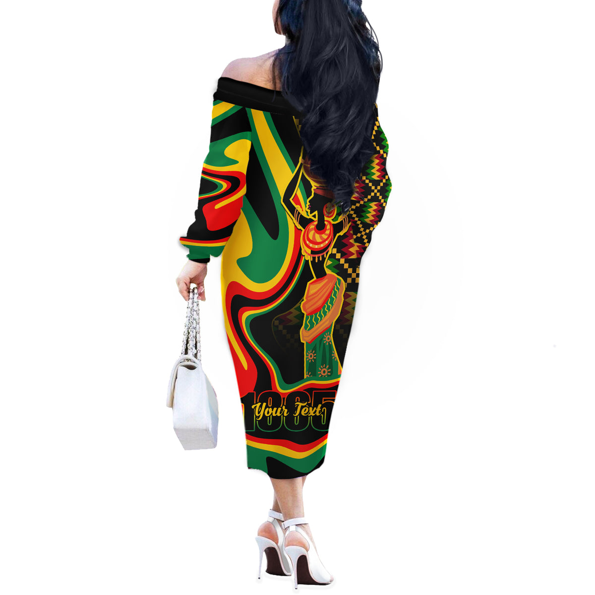 Juneteenth 2024 Off The Shoulder Long Sleeve Dress 1865 Freedom Day Anniversary - Wonder Print Shop