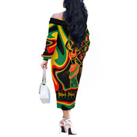 Juneteenth 2024 Off The Shoulder Long Sleeve Dress 1865 Freedom Day Anniversary - Wonder Print Shop