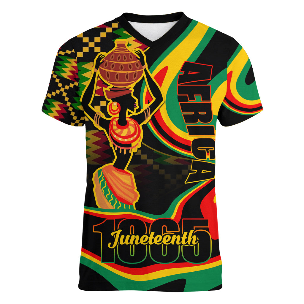 Juneteenth 2024 Women V-Neck T-Shirt 1865 Freedom Day Anniversary - Wonder Print Shop