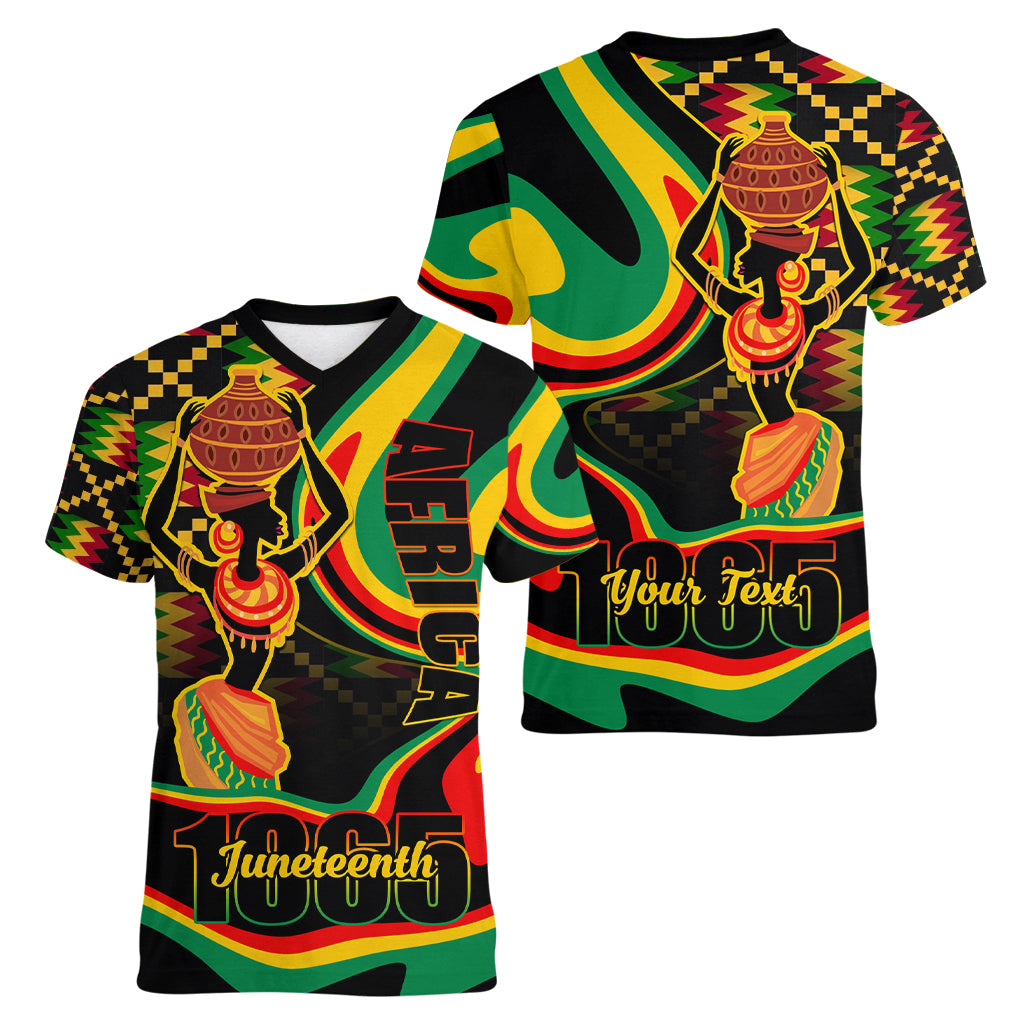 Juneteenth 2024 Women V-Neck T-Shirt 1865 Freedom Day Anniversary - Wonder Print Shop