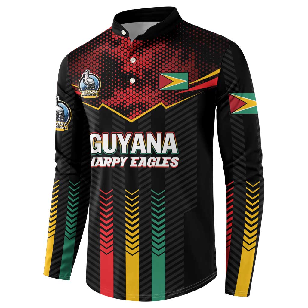 Custom Cricket Guyana Harpy Eagles Button Sweatshirt Let's Go Guyana