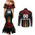 Custom Cricket Guyana Harpy Eagles Couples Matching Mermaid Dress and Long Sleeve Button Shirt Let's Go Guyana