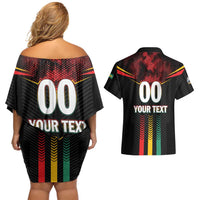 Custom Cricket Guyana Harpy Eagles Couples Matching Off Shoulder Short Dress and Hawaiian Shirt Let's Go Guyana