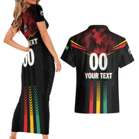Custom Cricket Guyana Harpy Eagles Couples Matching Short Sleeve Bodycon Dress and Hawaiian Shirt Let's Go Guyana