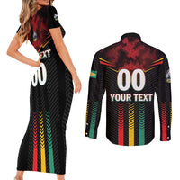 Custom Cricket Guyana Harpy Eagles Couples Matching Short Sleeve Bodycon Dress and Long Sleeve Button Shirt Let's Go Guyana