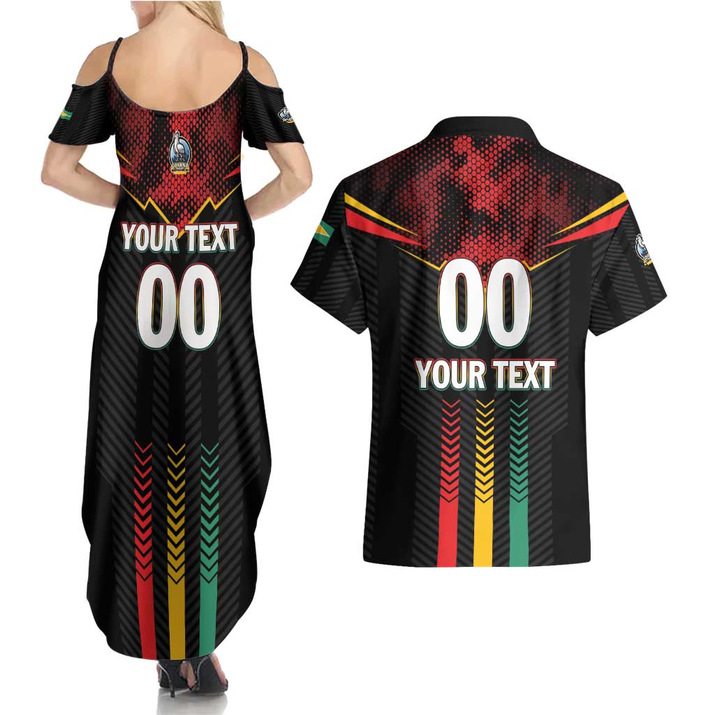 Custom Cricket Guyana Harpy Eagles Couples Matching Summer Maxi Dress and Hawaiian Shirt Let's Go Guyana