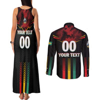 Custom Cricket Guyana Harpy Eagles Couples Matching Tank Maxi Dress and Long Sleeve Button Shirt Let's Go Guyana