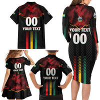 Custom Cricket Guyana Harpy Eagles Family Matching Long Sleeve Bodycon Dress and Hawaiian Shirt Let's Go Guyana