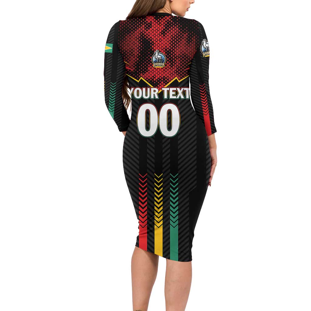 Custom Cricket Guyana Harpy Eagles Family Matching Long Sleeve Bodycon Dress and Hawaiian Shirt Let's Go Guyana