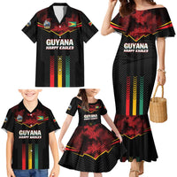 Custom Cricket Guyana Harpy Eagles Family Matching Mermaid Dress and Hawaiian Shirt Let's Go Guyana