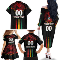 Custom Cricket Guyana Harpy Eagles Family Matching Off The Shoulder Long Sleeve Dress and Hawaiian Shirt Let's Go Guyana