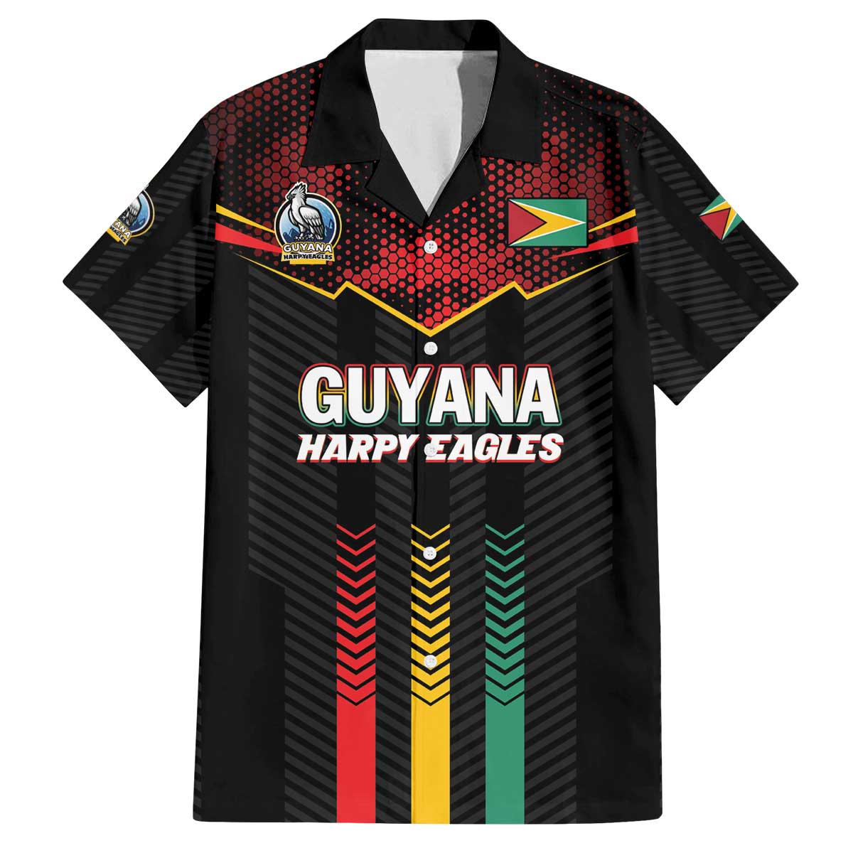 Custom Cricket Guyana Harpy Eagles Family Matching Off The Shoulder Long Sleeve Dress and Hawaiian Shirt Let's Go Guyana