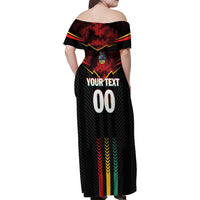 Custom Cricket Guyana Harpy Eagles Family Matching Off Shoulder Maxi Dress and Hawaiian Shirt Let's Go Guyana