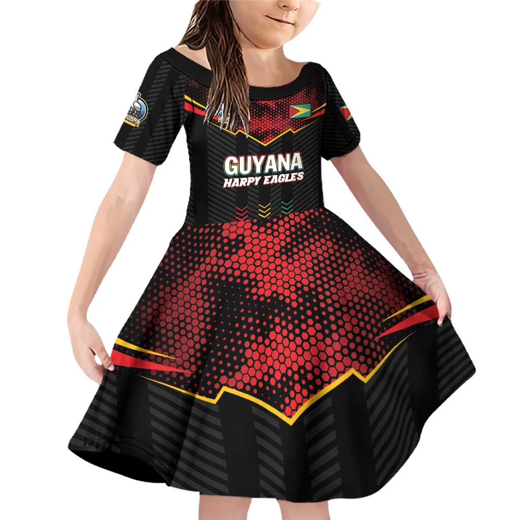Custom Cricket Guyana Harpy Eagles Family Matching Off Shoulder Short Dress and Hawaiian Shirt Let's Go Guyana
