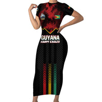 Custom Cricket Guyana Harpy Eagles Family Matching Short Sleeve Bodycon Dress and Hawaiian Shirt Let's Go Guyana