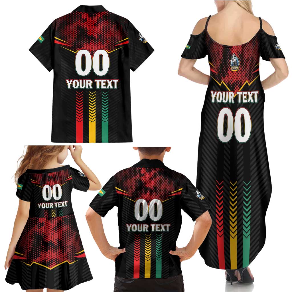 Custom Cricket Guyana Harpy Eagles Family Matching Summer Maxi Dress and Hawaiian Shirt Let's Go Guyana