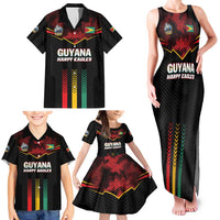 Custom Cricket Guyana Harpy Eagles Family Matching Tank Maxi Dress and Hawaiian Shirt Let's Go Guyana