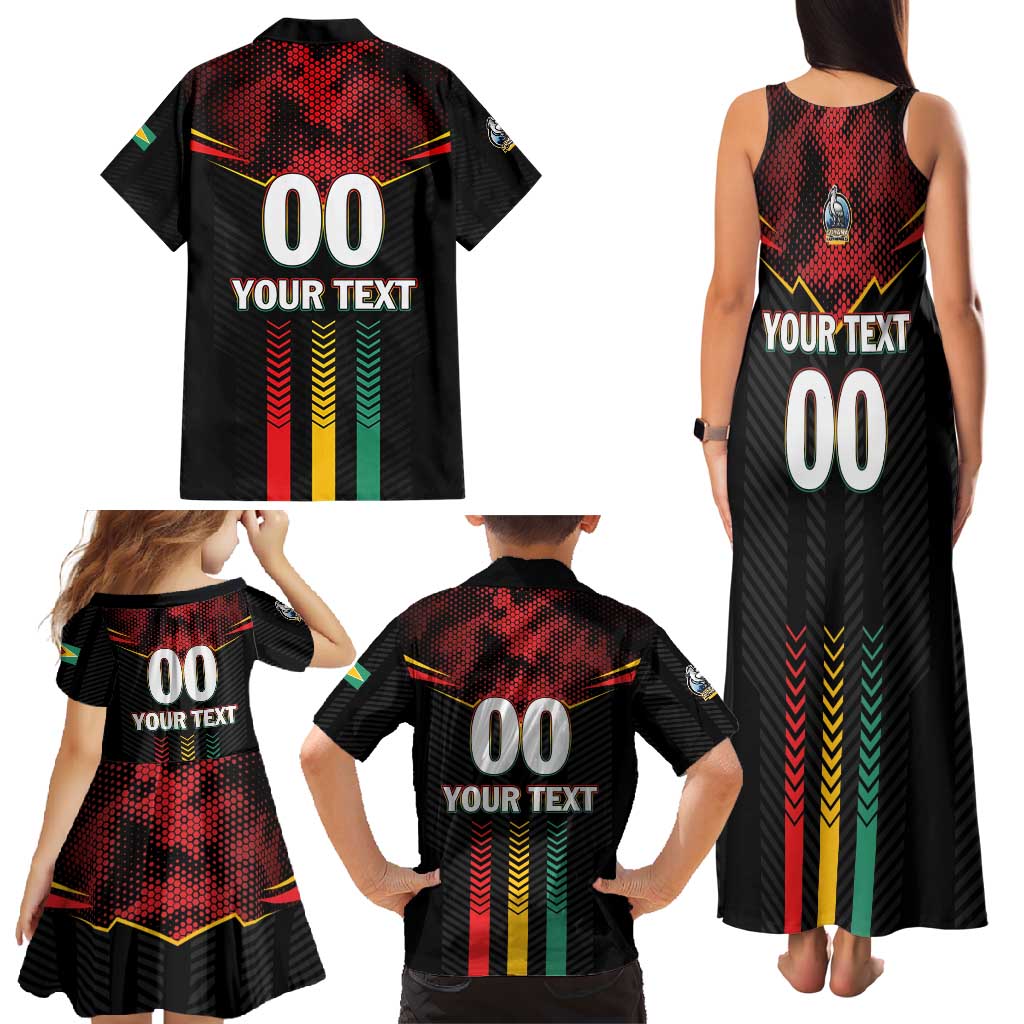 Custom Cricket Guyana Harpy Eagles Family Matching Tank Maxi Dress and Hawaiian Shirt Let's Go Guyana