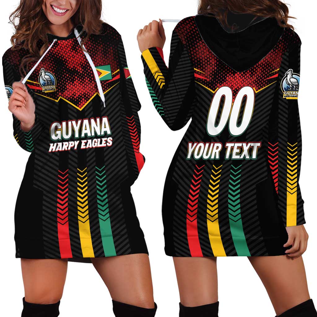 Custom Cricket Guyana Harpy Eagles Hoodie Dress Let's Go Guyana