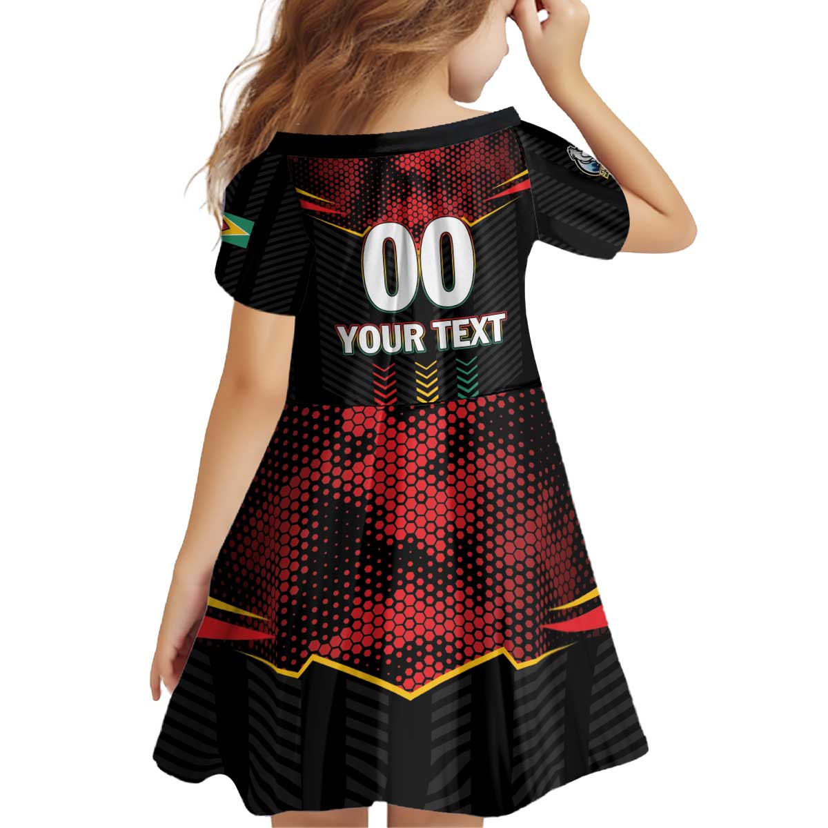 Custom Cricket Guyana Harpy Eagles Kid Short Sleeve Dress Let's Go Guyana