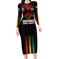 Custom Cricket Guyana Harpy Eagles Long Sleeve Bodycon Dress Let's Go Guyana