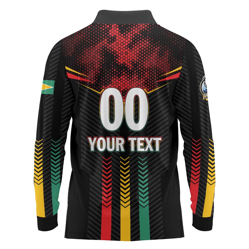 Custom Cricket Guyana Harpy Eagles Long Sleeve Polo Shirt Let's Go Guyana