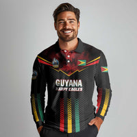 Custom Cricket Guyana Harpy Eagles Long Sleeve Polo Shirt Let's Go Guyana