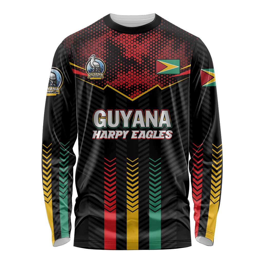Custom Cricket Guyana Harpy Eagles Long Sleeve Shirt Let's Go Guyana
