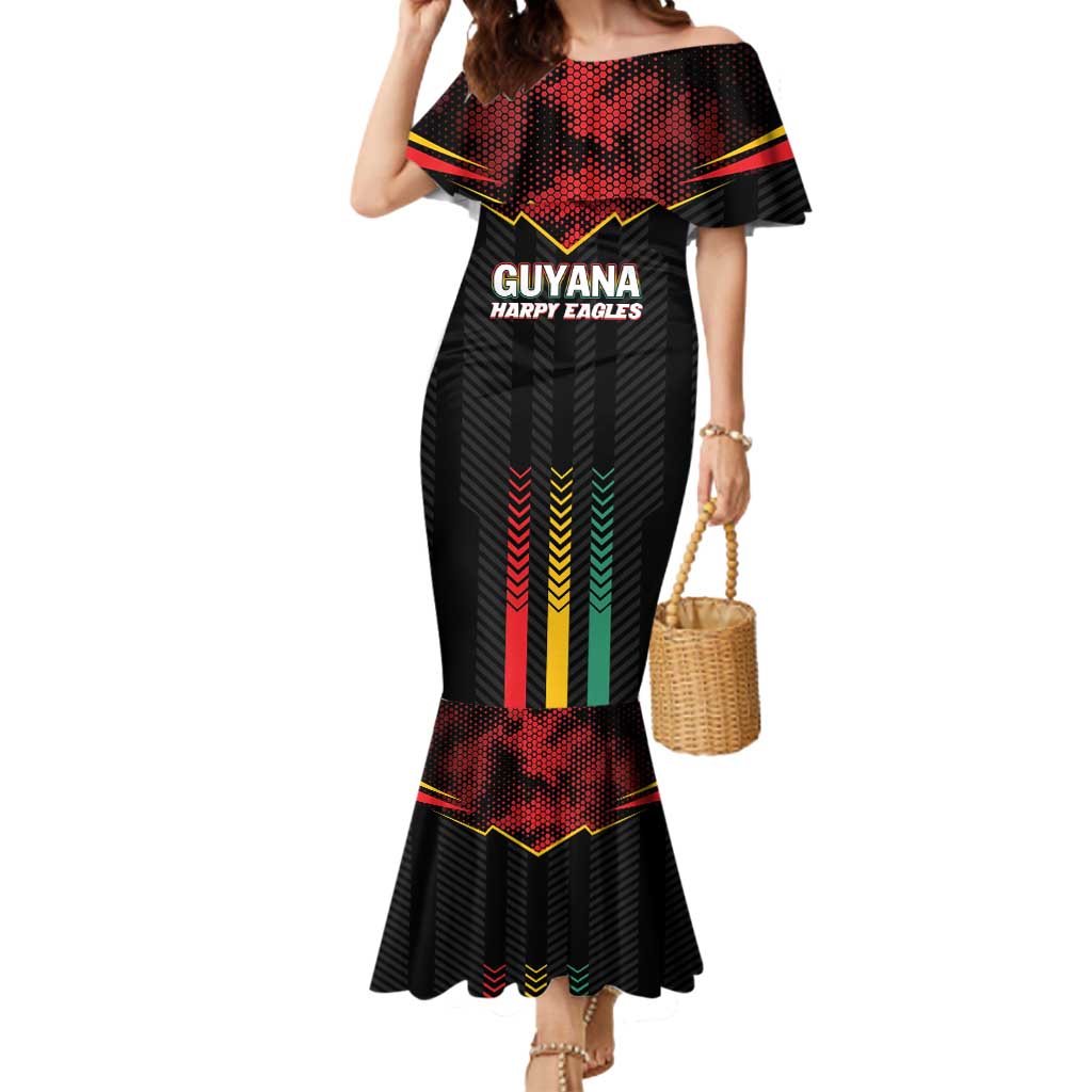 Custom Cricket Guyana Harpy Eagles Mermaid Dress Let's Go Guyana