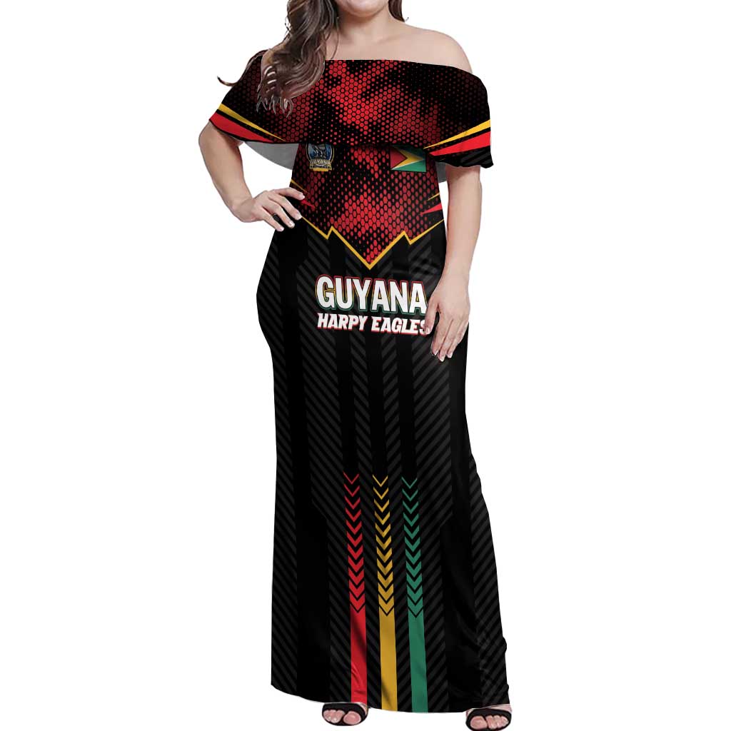 Custom Cricket Guyana Harpy Eagles Off Shoulder Maxi Dress Let's Go Guyana