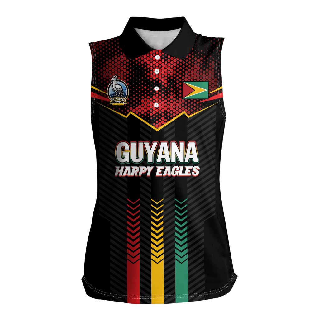 Custom Cricket Guyana Harpy Eagles Women Sleeveless Polo Shirt Let's Go Guyana