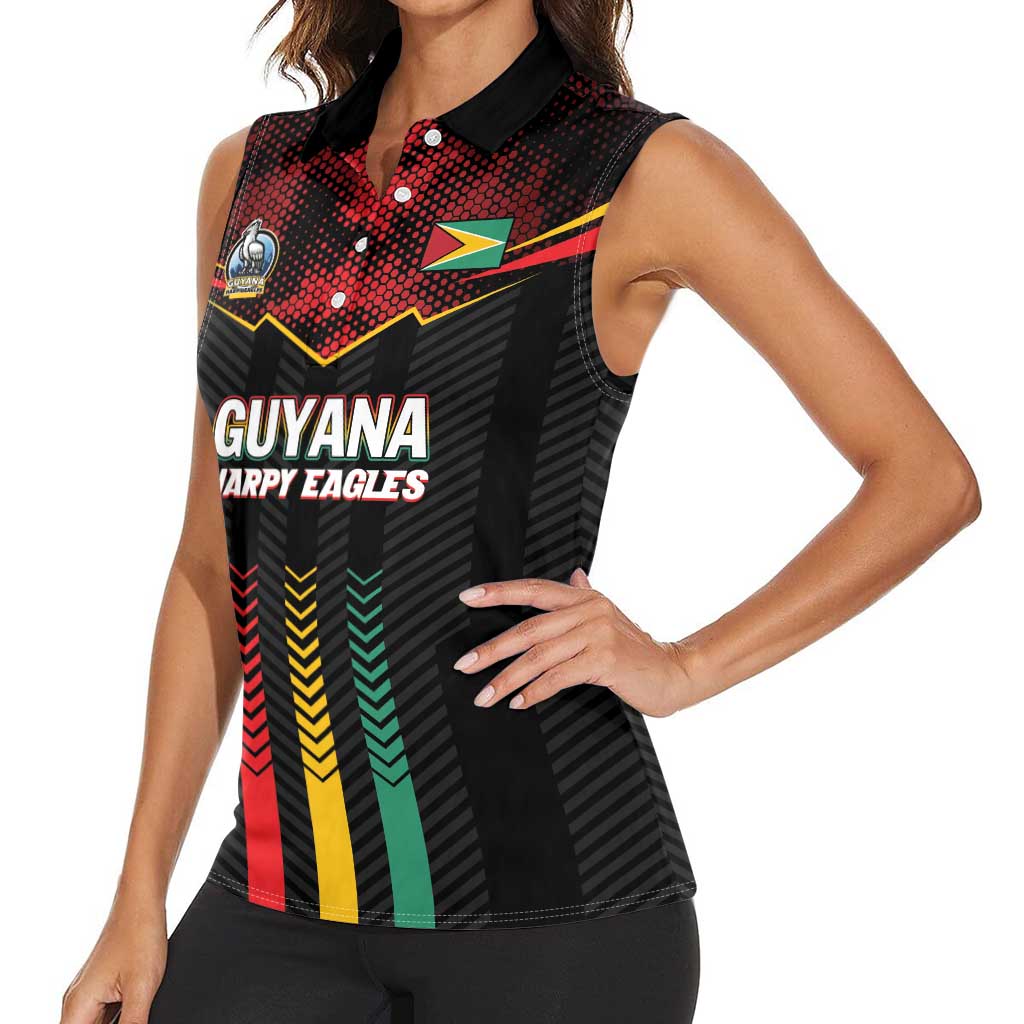 Custom Cricket Guyana Harpy Eagles Women Sleeveless Polo Shirt Let's Go Guyana