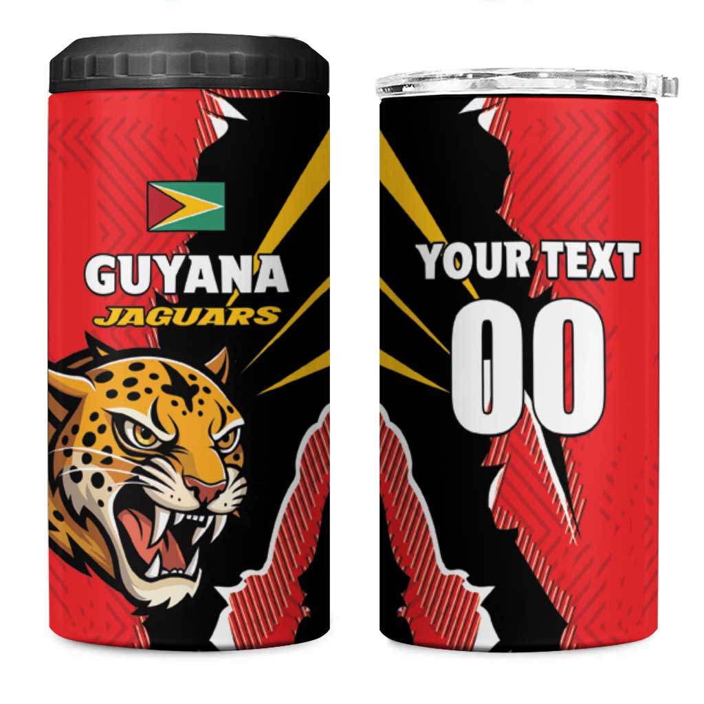 Custom Cricket Guyana Jaguars 4 in 1 Can Cooler Tumbler Go Champion