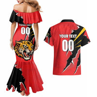 Custom Cricket Guyana Jaguars Couples Matching Mermaid Dress and Hawaiian Shirt Go Champion
