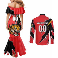 Custom Cricket Guyana Jaguars Couples Matching Mermaid Dress and Long Sleeve Button Shirt Go Champion