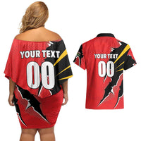 Custom Cricket Guyana Jaguars Couples Matching Off Shoulder Short Dress and Hawaiian Shirt Go Champion