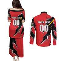Custom Cricket Guyana Jaguars Couples Matching Puletasi and Long Sleeve Button Shirt Go Champion