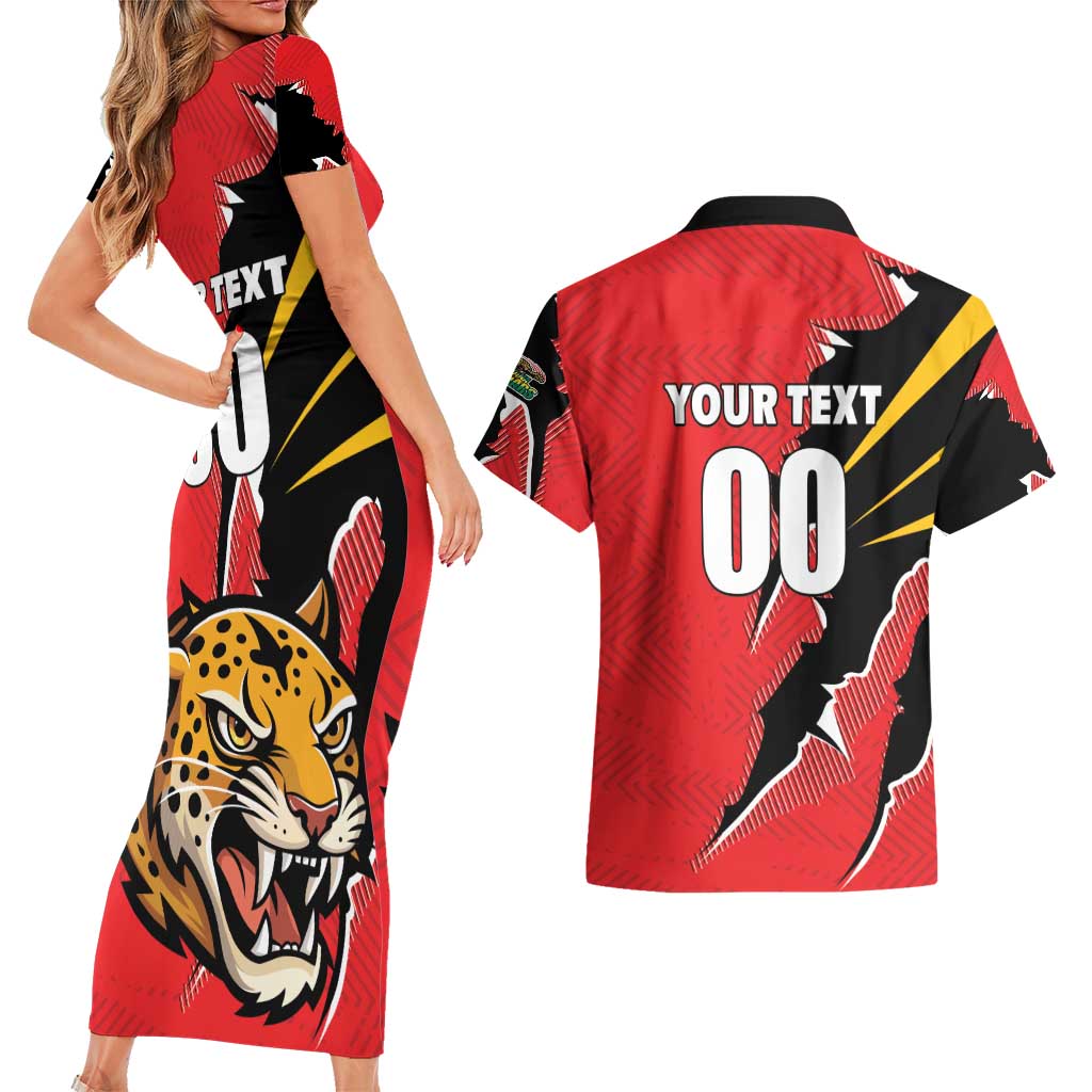 Custom Cricket Guyana Jaguars Couples Matching Short Sleeve Bodycon Dress and Hawaiian Shirt Go Champion