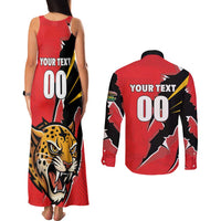 Custom Cricket Guyana Jaguars Couples Matching Tank Maxi Dress and Long Sleeve Button Shirt Go Champion