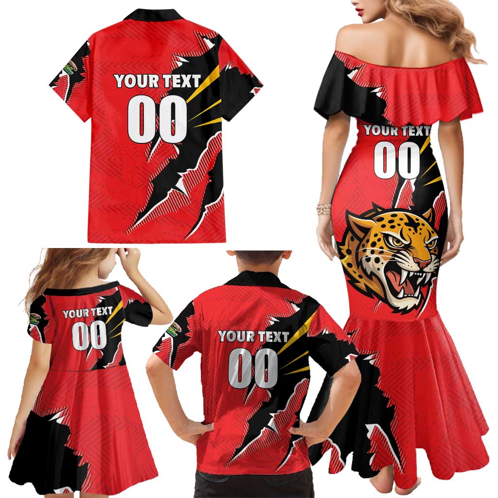 Custom Cricket Guyana Jaguars Family Matching Mermaid Dress and Hawaiian Shirt Go Champion