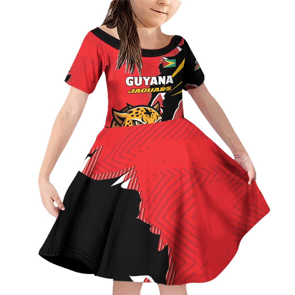 Custom Cricket Guyana Jaguars Family Matching Off Shoulder Short Dress and Hawaiian Shirt Go Champion