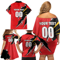 Custom Cricket Guyana Jaguars Family Matching Off Shoulder Short Dress and Hawaiian Shirt Go Champion